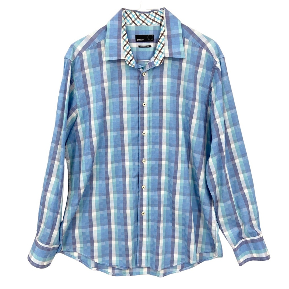 QUIETI Shirt Plaid Fine Cotton Flip Cuff Button Down